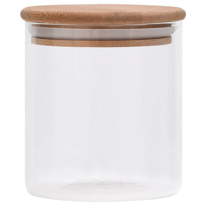 Barattoli di Vetro con Coperchio in BambÃƒÂ¹ 10 pz 600 ml