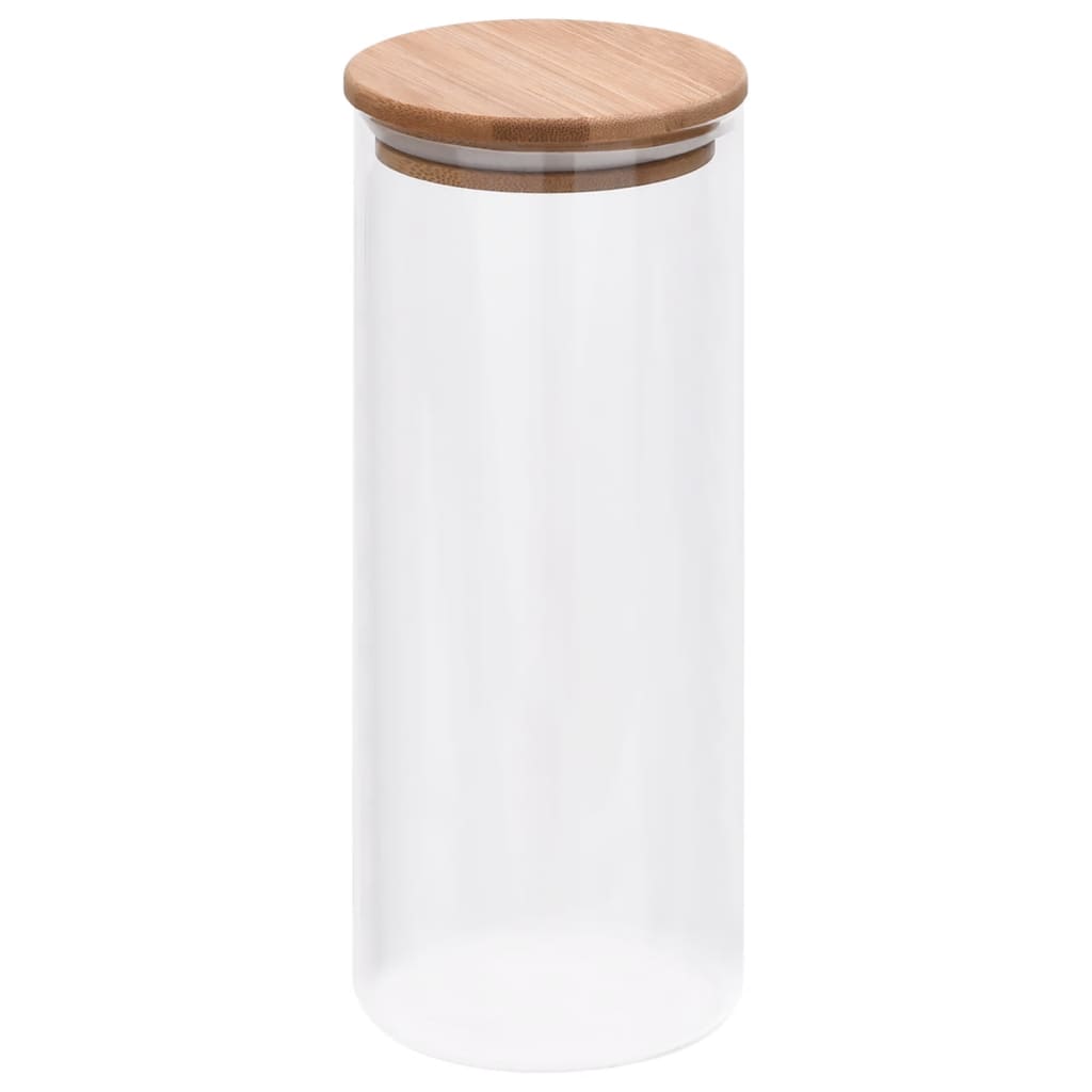 Barattoli di Vetro con Coperchio in BambÃƒÂ¹ 6 pz 1000 ml