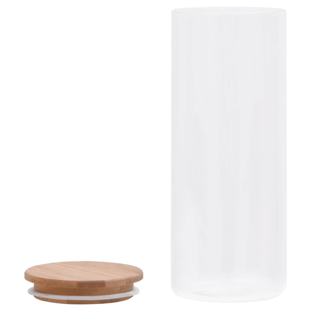 Barattoli di Vetro con Coperchio in BambÃƒÂ¹ 6 pz 1000 ml