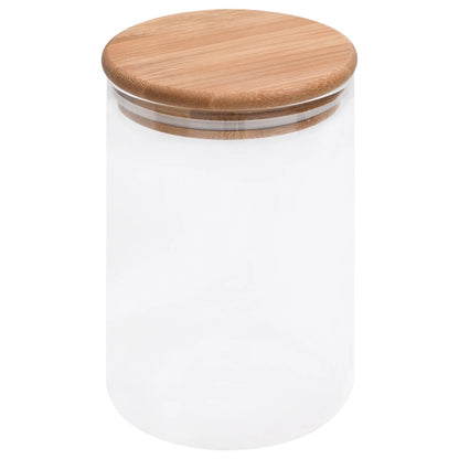 Barattoli di Vetro con Coperchio in BambÃ¹ 4 pz 800 ml
