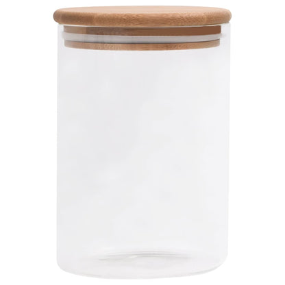 Barattoli di Vetro con Coperchio in BambÃ¹ 4 pz 800 ml