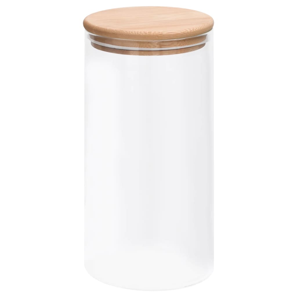 Barattoli di Vetro con Coperchio in BambÃƒÂ¹ 4 pz 1200 ml