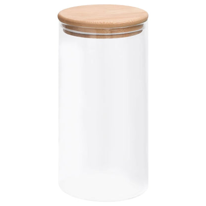 Barattoli di Vetro con Coperchio in BambÃƒÂ¹ 4 pz 1200 ml