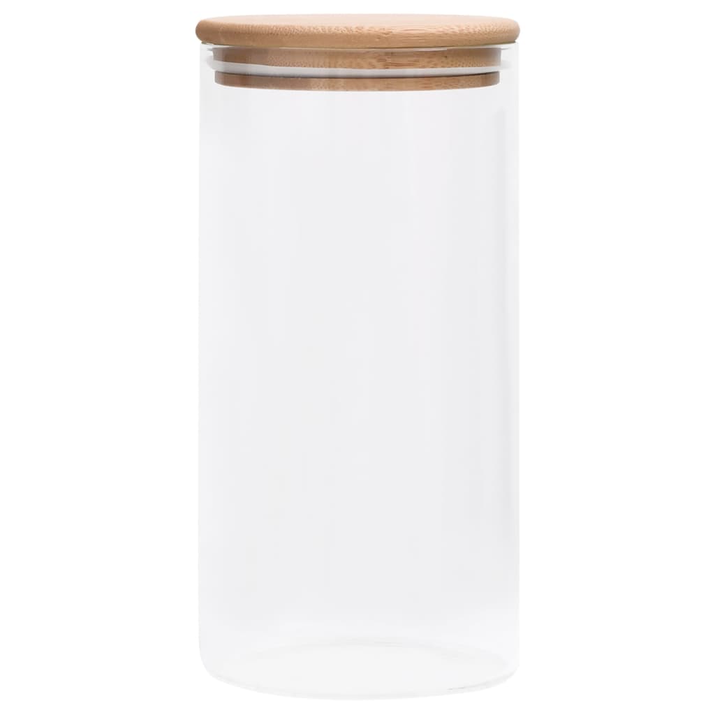 Barattoli di Vetro con Coperchio in BambÃƒÂ¹ 4 pz 1200 ml