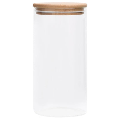 Barattoli di Vetro con Coperchio in BambÃƒÂ¹ 4 pz 1200 ml