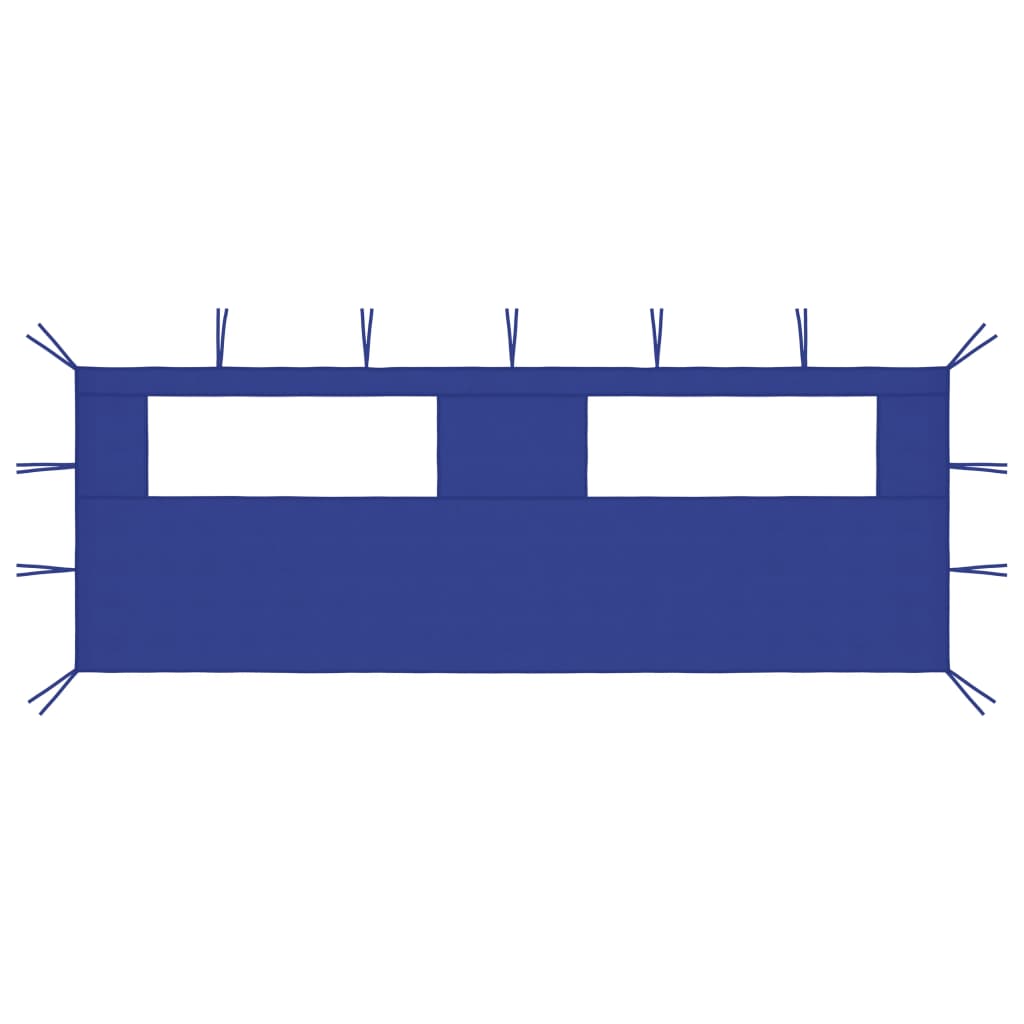 Parete con Finestre per Gazebo 6x2 m Blu