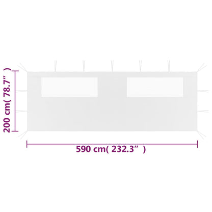 Parete con Finestre per Gazebo 6x2 m Bianca