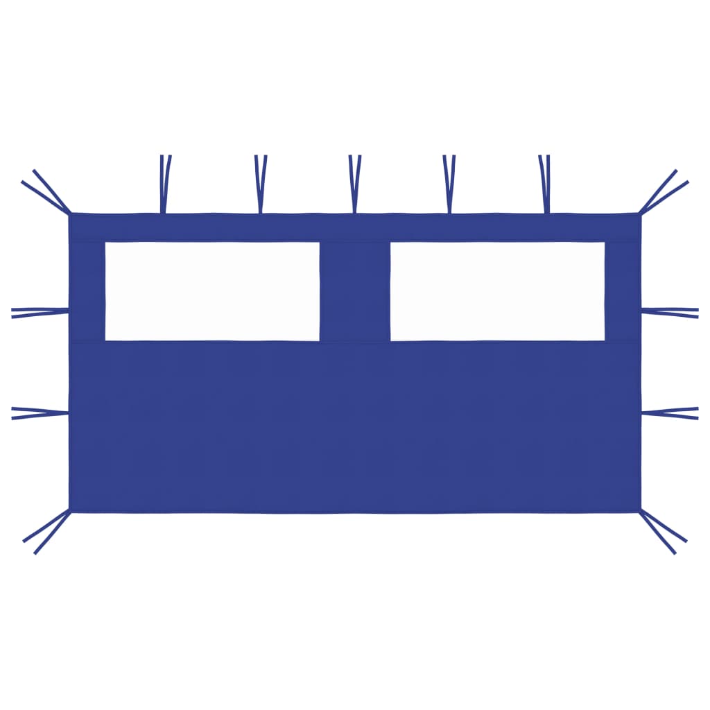 Parete con Finestre per Gazebo 4x2 m Blu