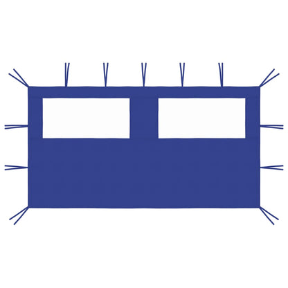 Parete con Finestre per Gazebo 4x2 m Blu