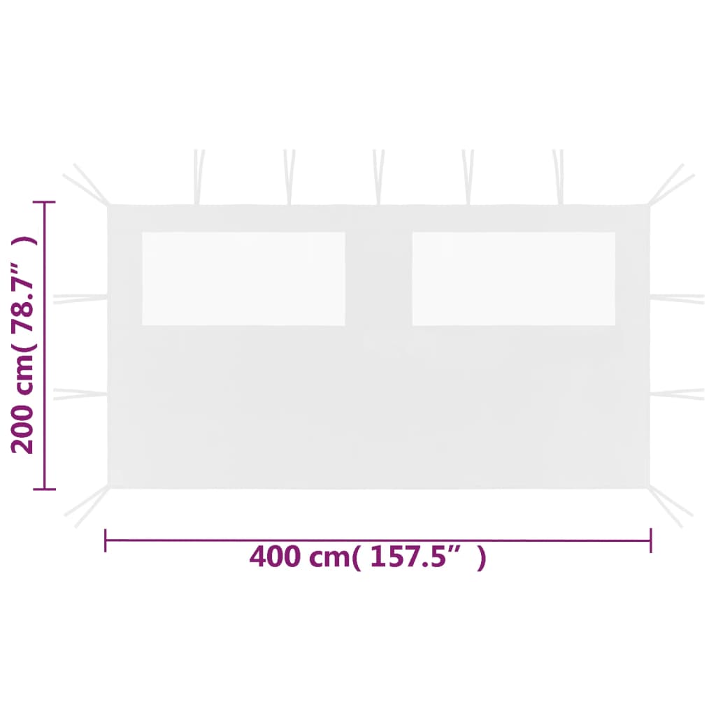Parete con Finestre per Gazebo 4x2 m Bianca