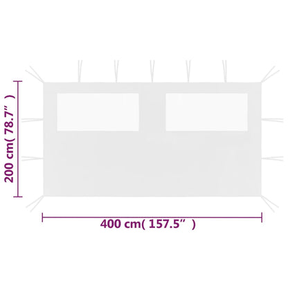 Parete con Finestre per Gazebo 4x2 m Bianca