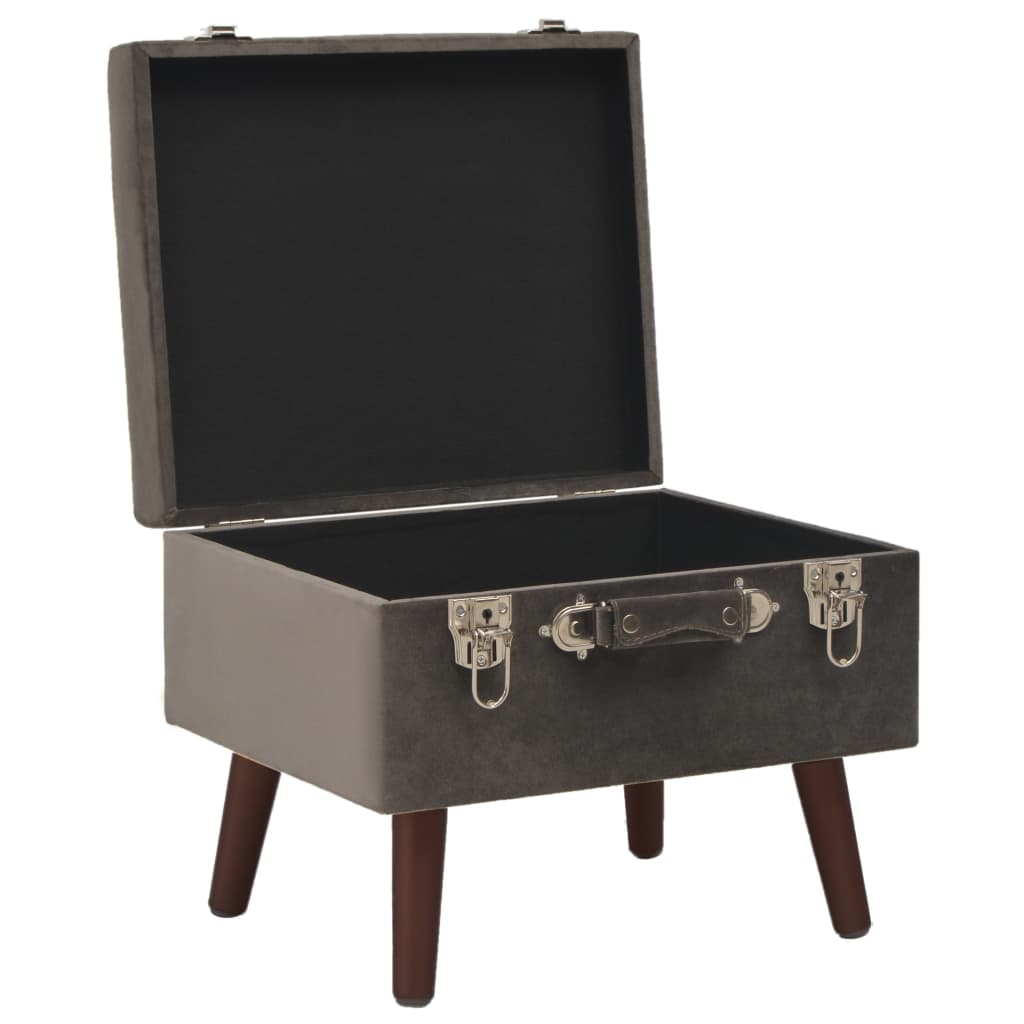 Sgabello con Contenitore 40 cm Grigio in Velluto