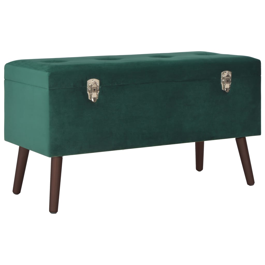 Panca con Vano Portaoggetti 80 cm Verde in Velluto