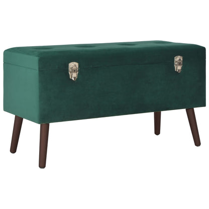 Panca con Vano Portaoggetti 80 cm Verde in Velluto
