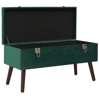 Panca con Vano Portaoggetti 80 cm Verde in Velluto