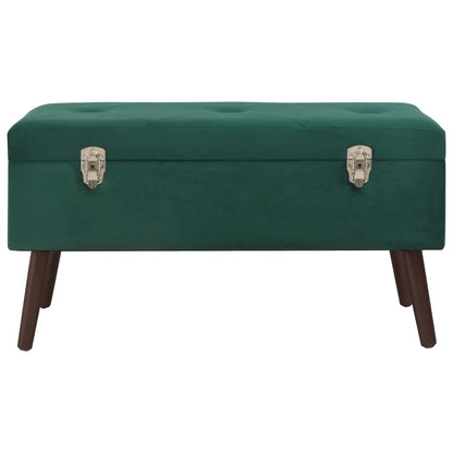 Panca con Vano Portaoggetti 80 cm Verde in Velluto
