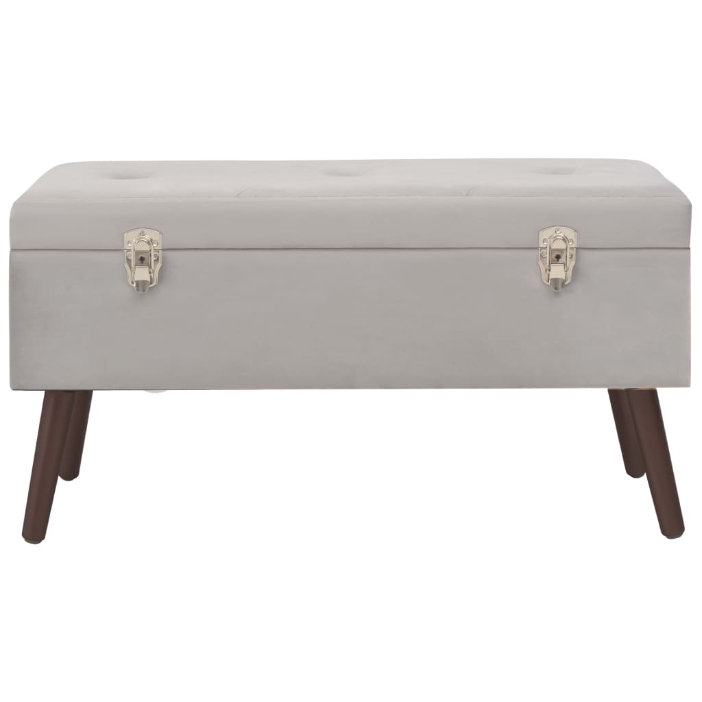 Panca con Vano Portaoggetti Grigio 80 cm in Velluto
