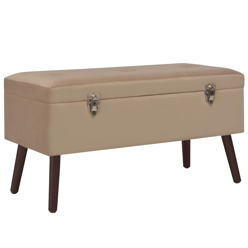 Panca con Vano Portaoggetti Beige 80 cm in Velluto