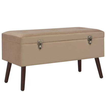 Panca con Vano Portaoggetti Beige 80 cm in Velluto