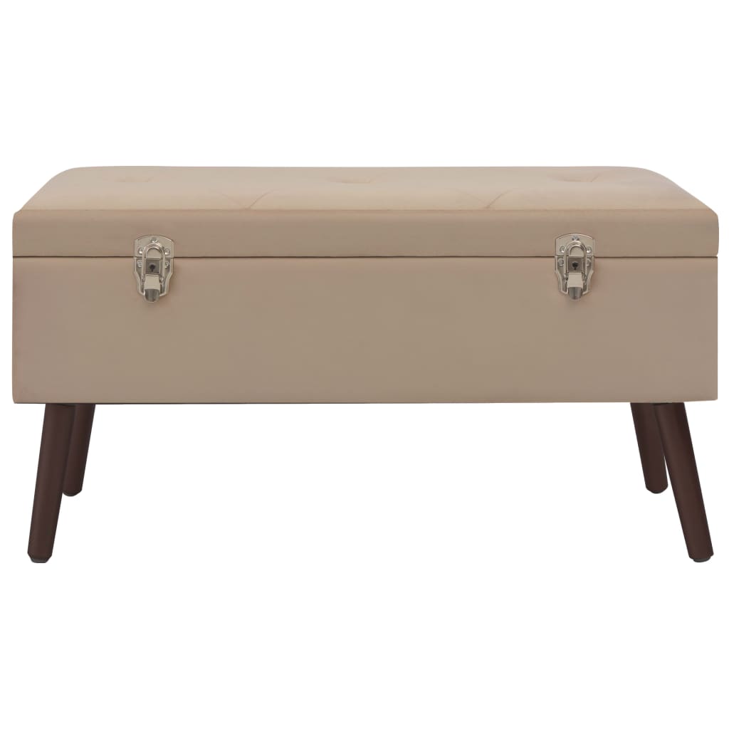 Panca con Vano Portaoggetti Beige 80 cm in Velluto