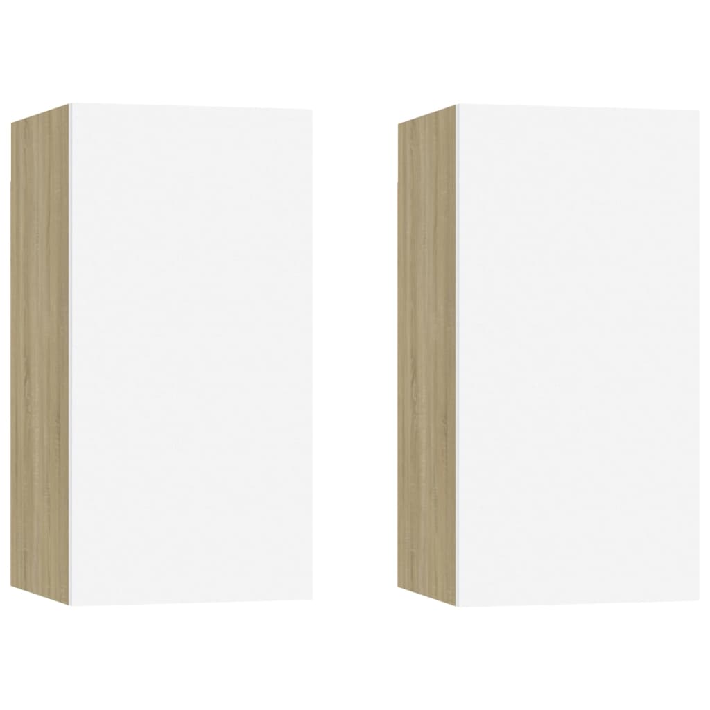 Mobili TV 2pz Bianco e Rovere Sonoma 30,5x30x60 cm Multistrato
