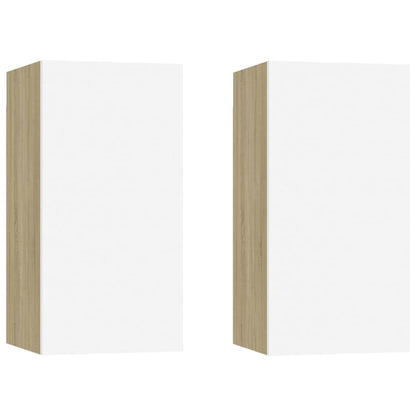 Mobili TV 2pz Bianco e Rovere Sonoma 30,5x30x60 cm Multistrato