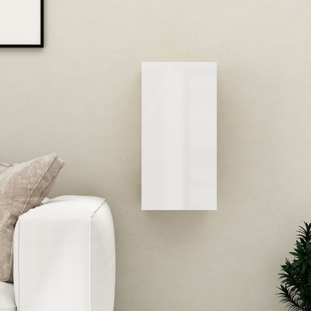 Mobile Porta TV Bianco Lucido 30,5x30x60 cm Legno Multistrato