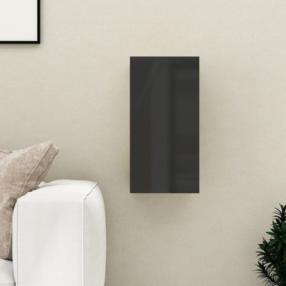 Mobile Porta TV Nero Lucido 30,5x30x60 cm Legno Multistrato