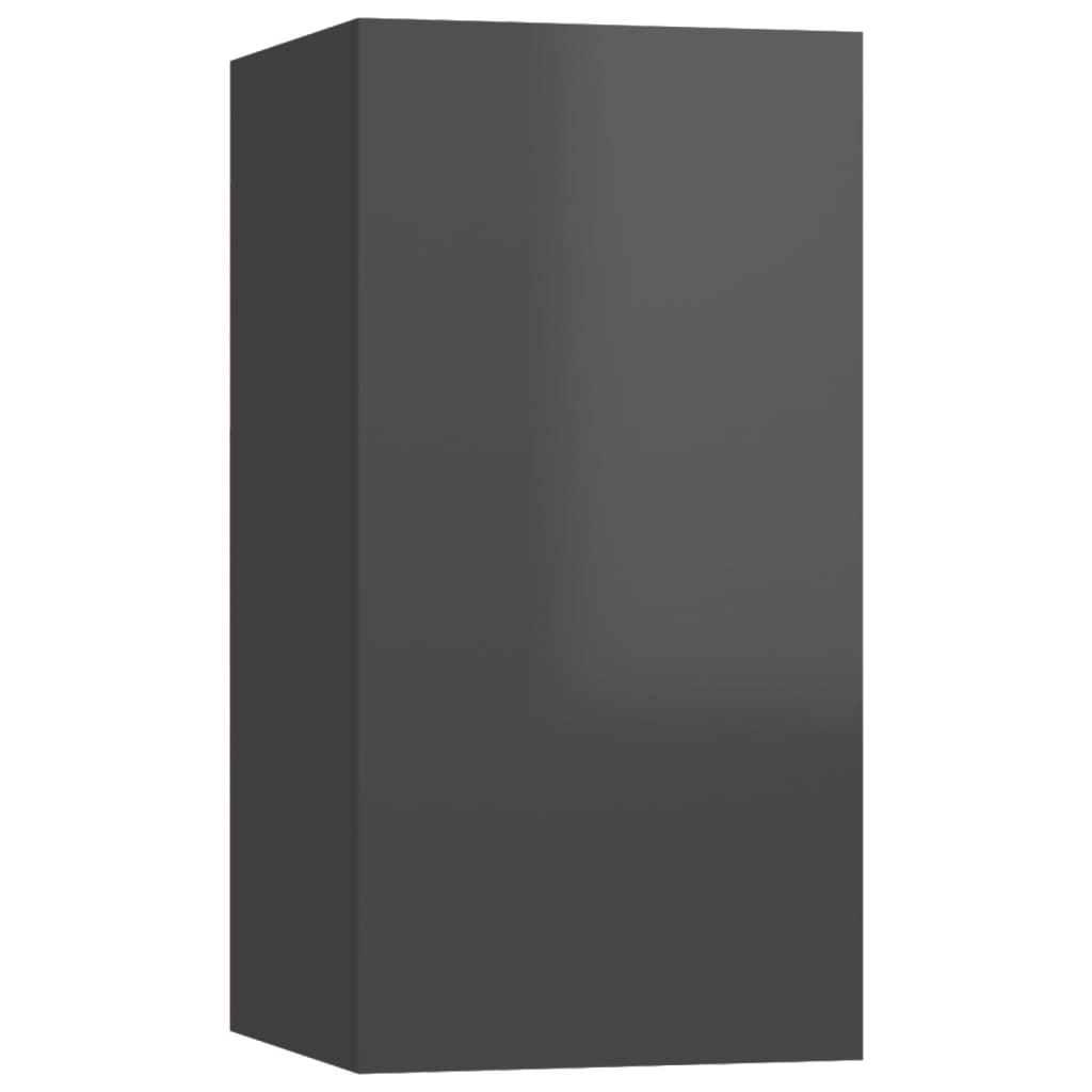 Mobili TV 2pz Grigio Lucido 30,5x30x60 cm Legno Multistrato