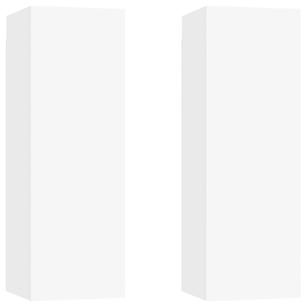 Mobili Porta TV 2pz Bianchi 30,5x30x90 cm in Legno Multistrato
