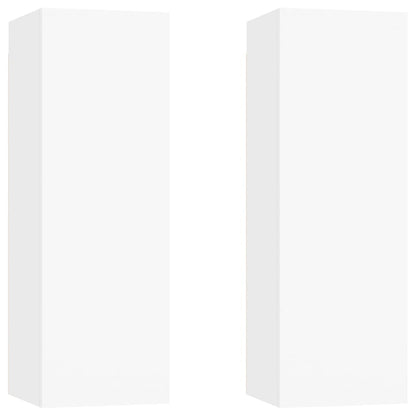 Mobili Porta TV 2pz Bianchi 30,5x30x90 cm in Legno Multistrato