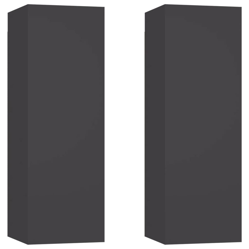 Mobili Porta TV 2pz Grigi 30,5x30x90 cm in Legno Multistrato