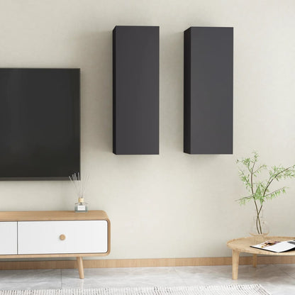 Mobili Porta TV 2pz Grigi 30,5x30x90 cm in Legno Multistrato
