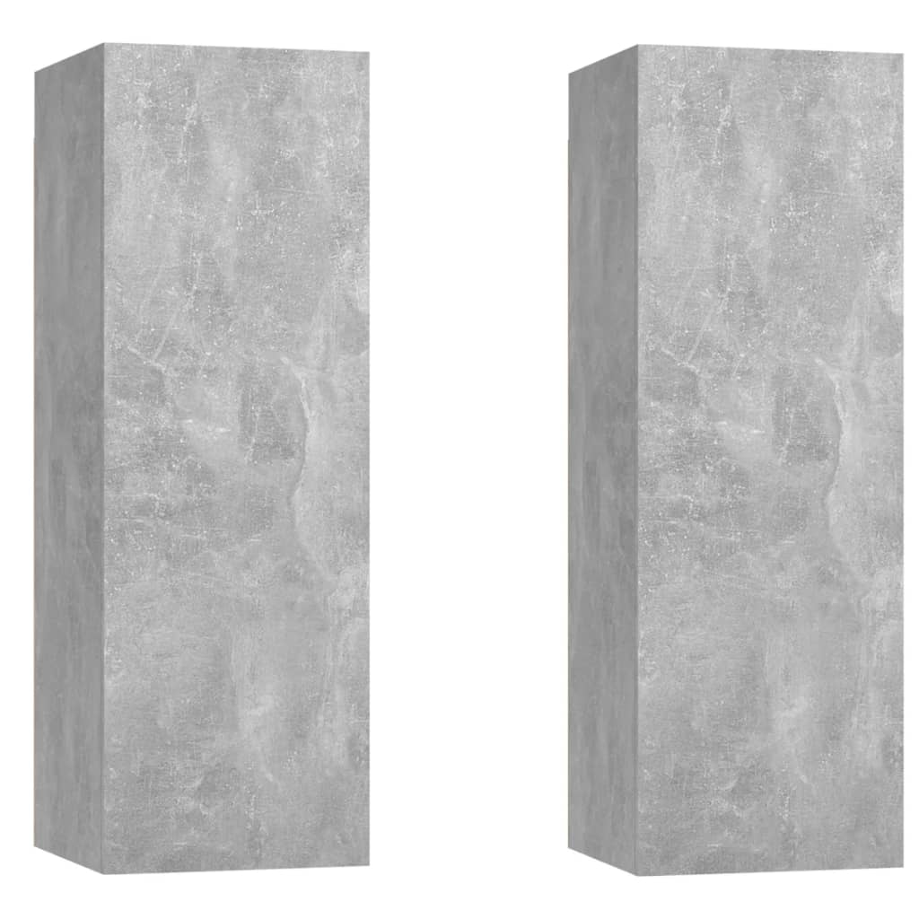 Mobili TV 2pz Grigio Cemento 30,5x30x90 cm Legno Multistrato