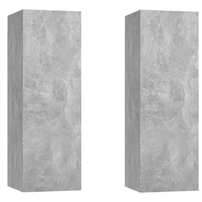 Mobili TV 2pz Grigio Cemento 30,5x30x90 cm Legno Multistrato
