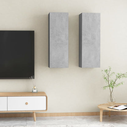 Mobili TV 2pz Grigio Cemento 30,5x30x90 cm Legno Multistrato