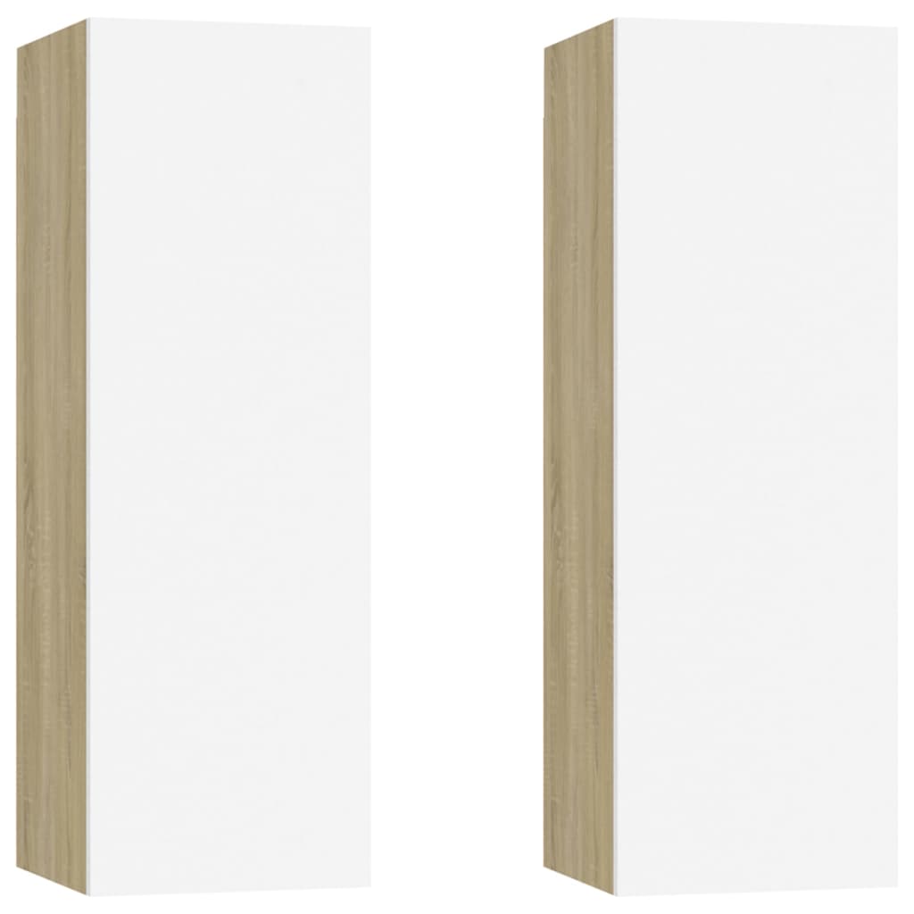 Mobili TV 2pz Bianco e Rovere Sonoma 30,5x30x90 cm Multistrato