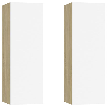 Mobili TV 2pz Bianco e Rovere Sonoma 30,5x30x90 cm Multistrato