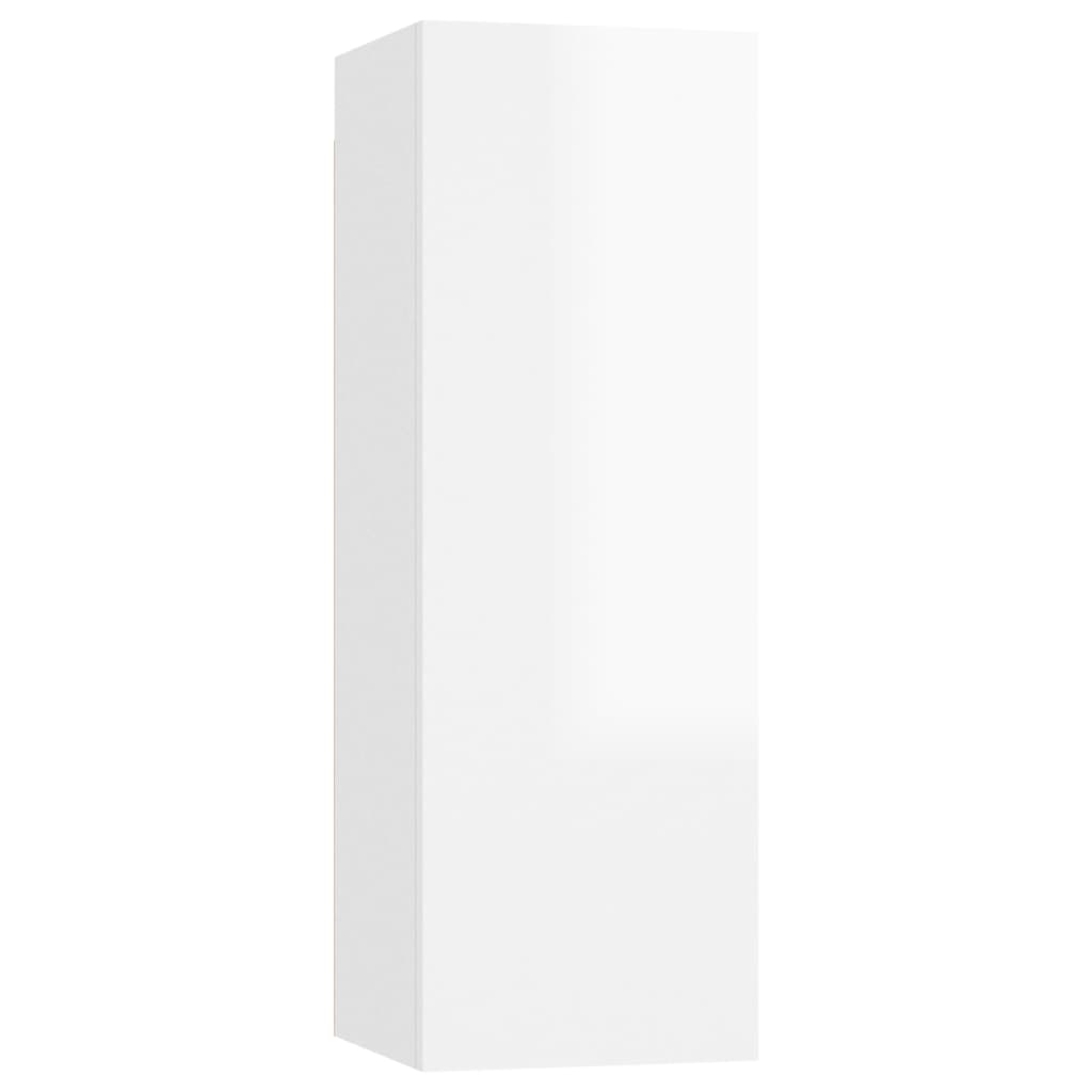 Mobile Porta TV Bianco Lucido 30,5x30x90cm in Legno Multistrato