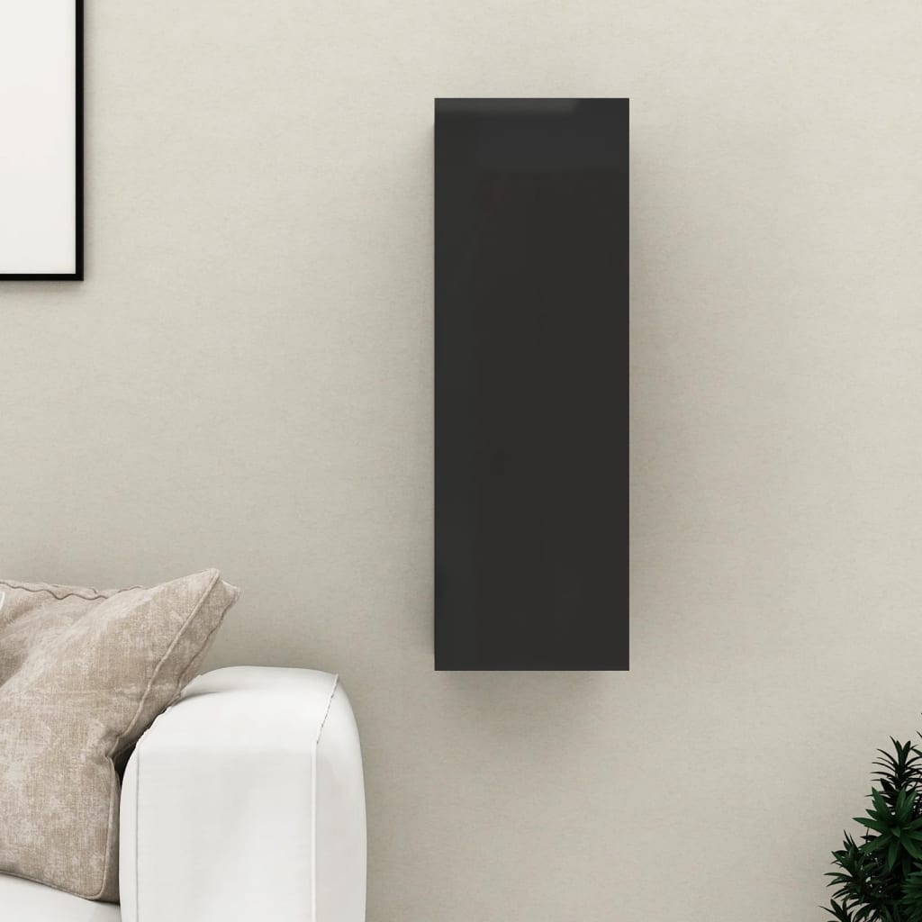 Mobile Porta TV Nero Lucido 30,5x30x90cm in Legno Multistrato
