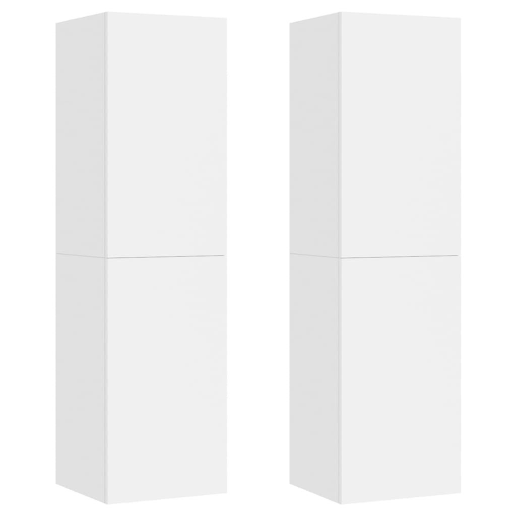 Mobili Porta TV 2pz Bianchi 30,5x30x110 cm in Legno Multistrato