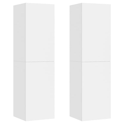 Mobili Porta TV 2pz Bianchi 30,5x30x110 cm in Legno Multistrato