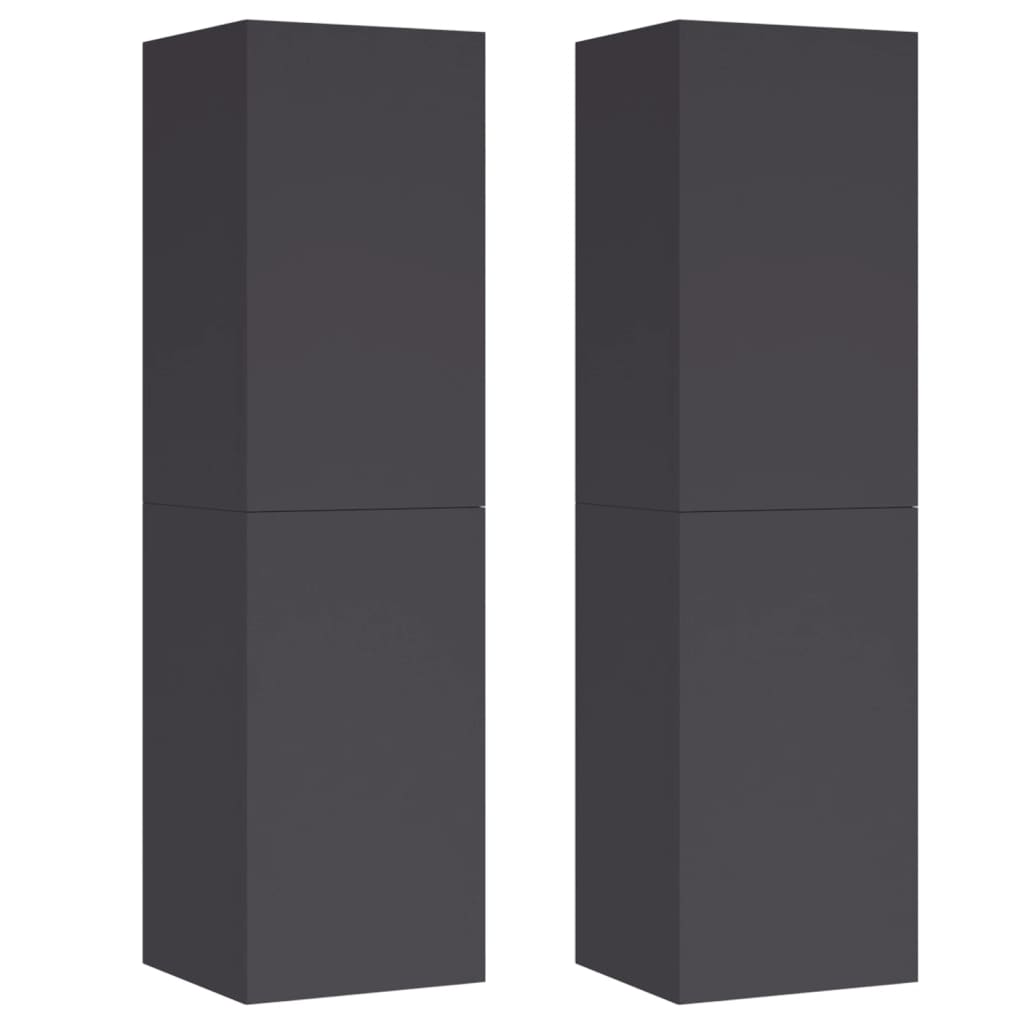 Mobili Porta TV 2pz Grigi 30,5x30x110 cm in Legno Multistrato
