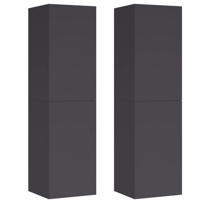 Mobili Porta TV 2pz Grigi 30,5x30x110 cm in Legno Multistrato