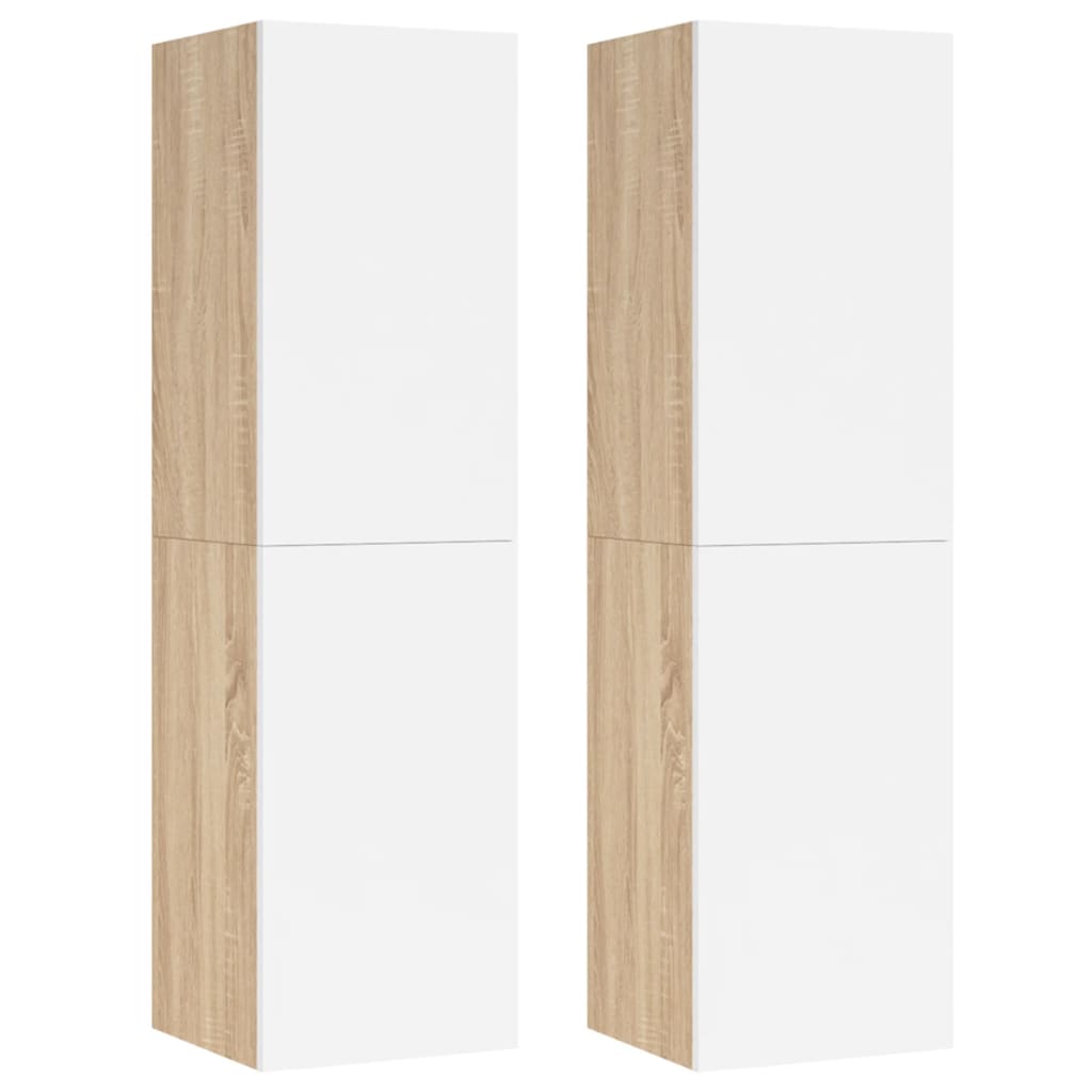 Mobili TV 2pz Bianco e Rovere Sonoma 30,5x30x110 cm Multistrato