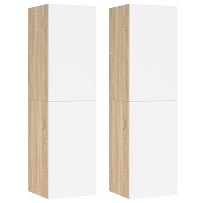 Mobili TV 2pz Bianco e Rovere Sonoma 30,5x30x110 cm Multistrato