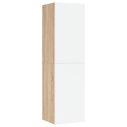 Mobili TV 2pz Bianco e Rovere Sonoma 30,5x30x110 cm Multistrato