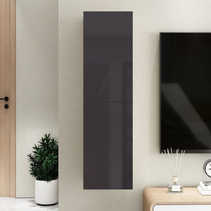 Mobile Porta TV Grigio Lucido 30,5x30x110 cm Legno Multistrato