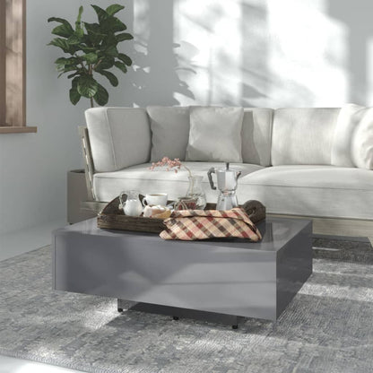 Tavolino da Salotto Grigio Lucido 85x55x31 cm Legno Multistrato