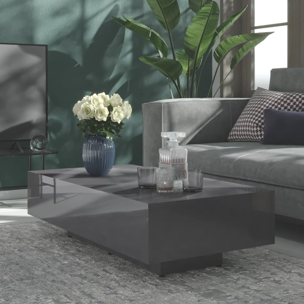 Tavolino da Salotto Grigio Lucido 115x60x31cm Legno Multistrato